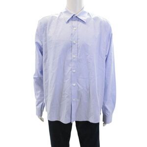 Kule Mens Cotton Button Front Collared Long Sleeve Casual Shirt Blue Size L